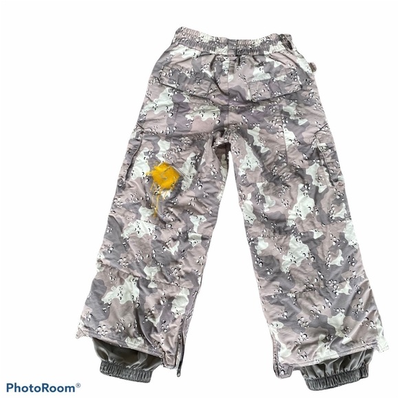 Burton Insulated Gray Camouflage Camo Snowboard Ski Pants Youth XS 5-6 GUC - Picture 2 of 16